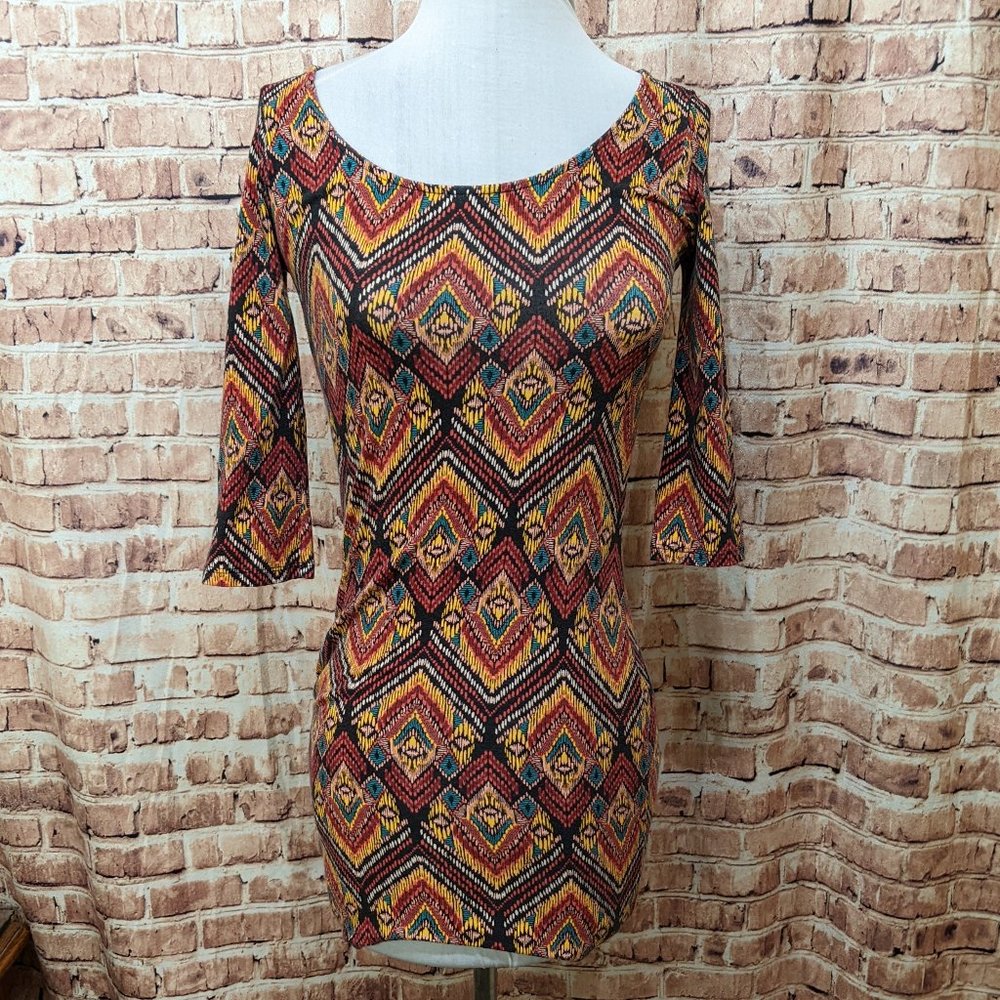 Charlotte Russe Dress Caged Strapy Back 3/4 Sleeve Size Small